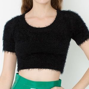 American apparel black fuzzy crop sweater